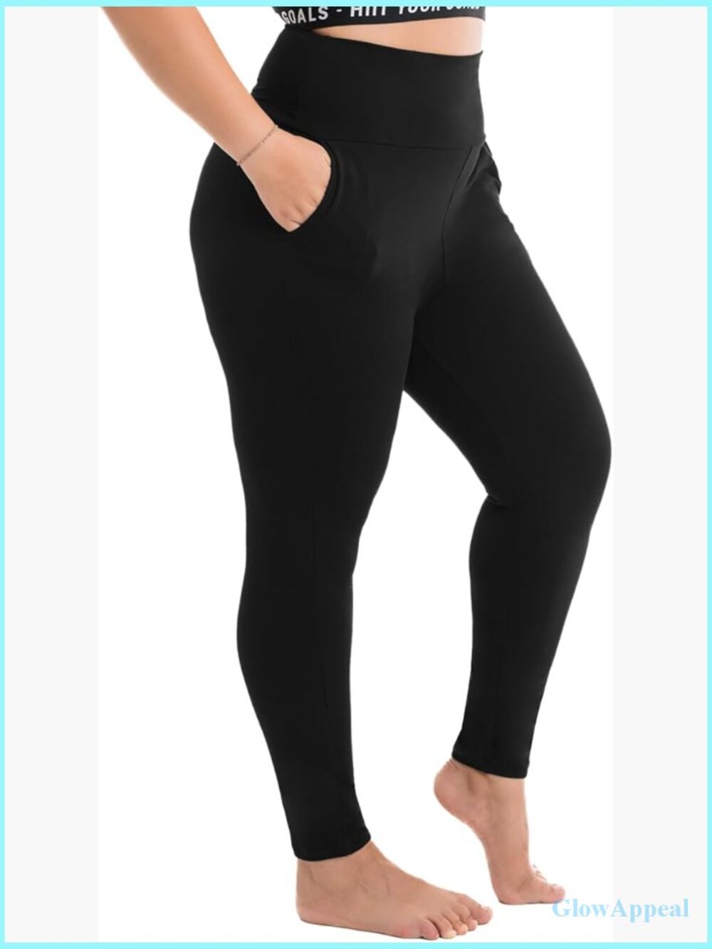 Plus Size High Waist Leggings with Pockets, Tummy Control Workout Yoga Pants